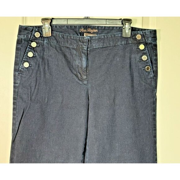 Ann Taylor Modern Fit Lindsay Waist Jean Trousers Sailor Buttons Womens 12 - Picture 2 of 9